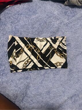 Two Lips Black, White & Gold Chain Print Bandeau